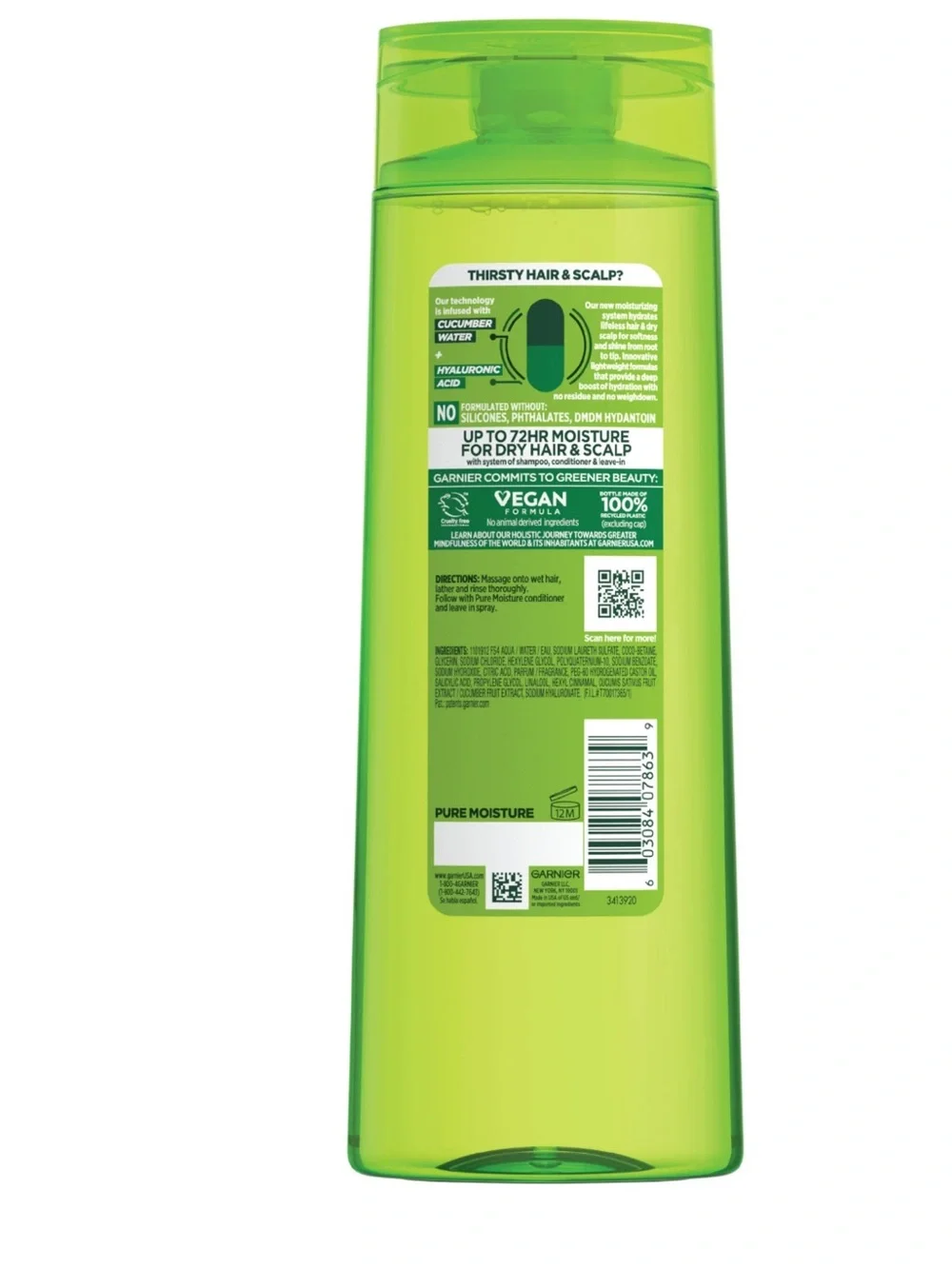 Garnier Fructis Pure Moisture Hydrating Shampoo - Bright Green Bottle